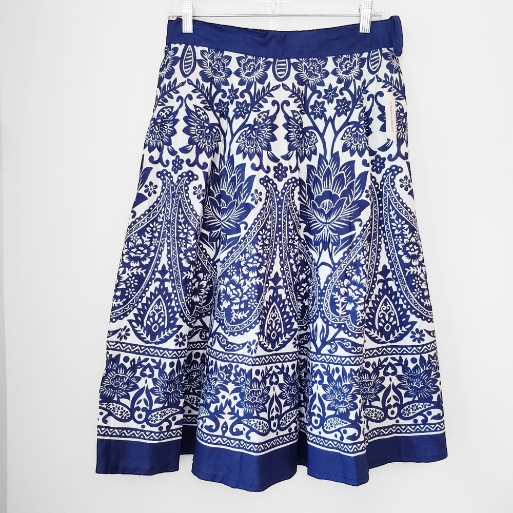 Studio West Blue and White Floral Midi Skirt - Picture 14 of 14